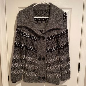 AVA Marled Striped Button Cardigan